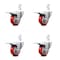 Service Caster 3.5 Inch Red Poly Swivel 3/4 Inch Square Stem Caster Set Total Lock Brake SCC SCC-SQTTL20S3514-PPUB-RED-34-4 - alternate 2